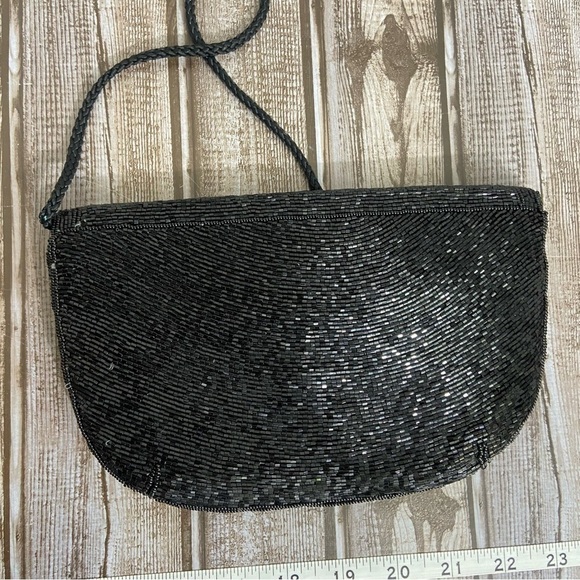 70s Vintage Beaded Flap Magnetic Snap Shoulder Purse Evening Bag Pat. 40211891 - Picture 3 of 8